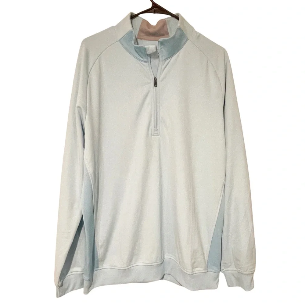 Adidas Climalite‎ Mens Size Medium Light Blue Quarter Zip Long Sleeve Pullover
